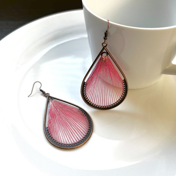 NEW "Dew" Bronze Earrings (Pink) - Picture 2 of 6